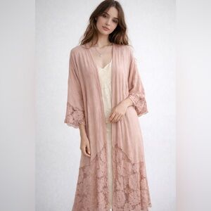 Tiare Hawaii Revolve peachy boho beach duster kimono  long OS